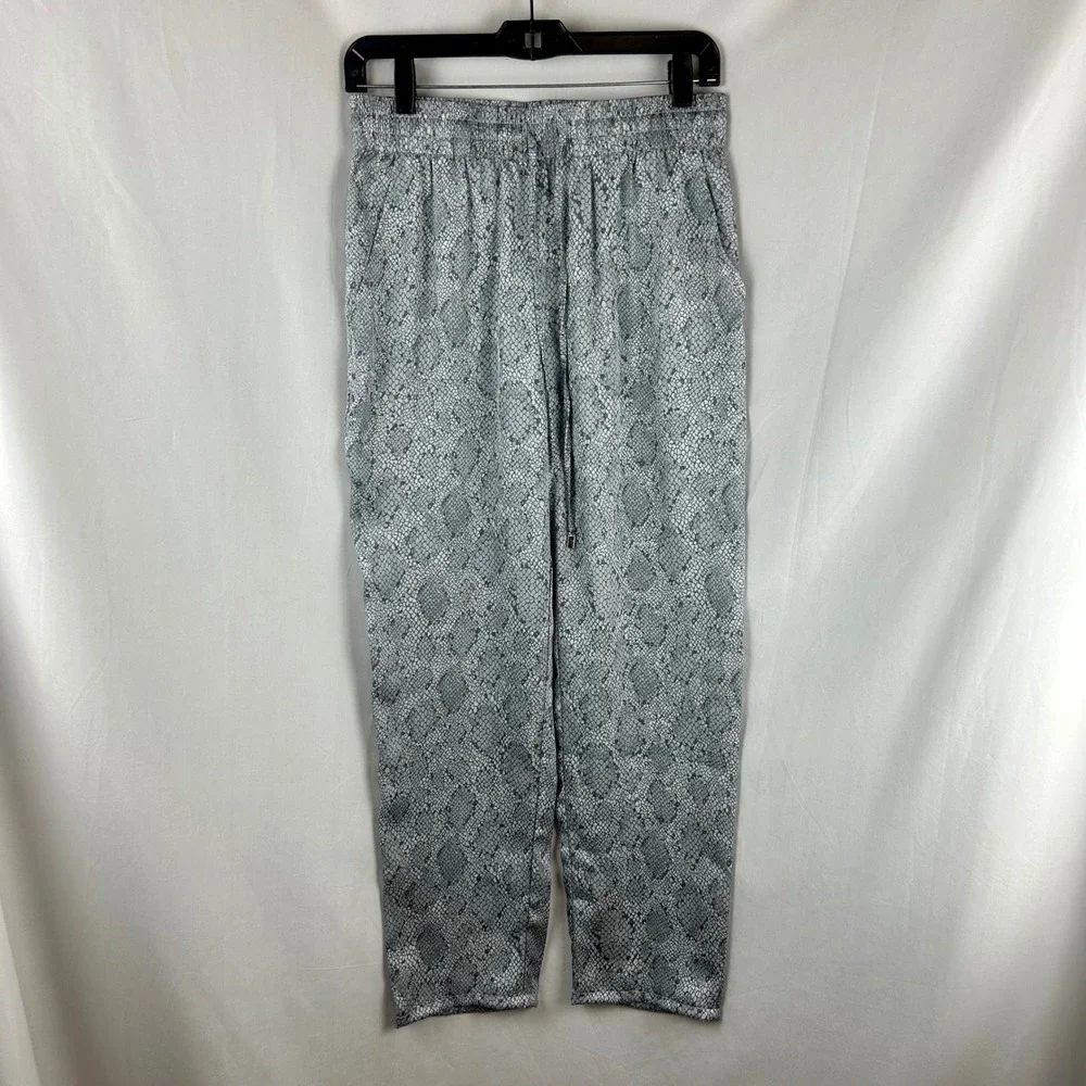 J.McLaughlin Tia Pant Desert Scale Snakeskin Print Gray Drawstring Tapered Small